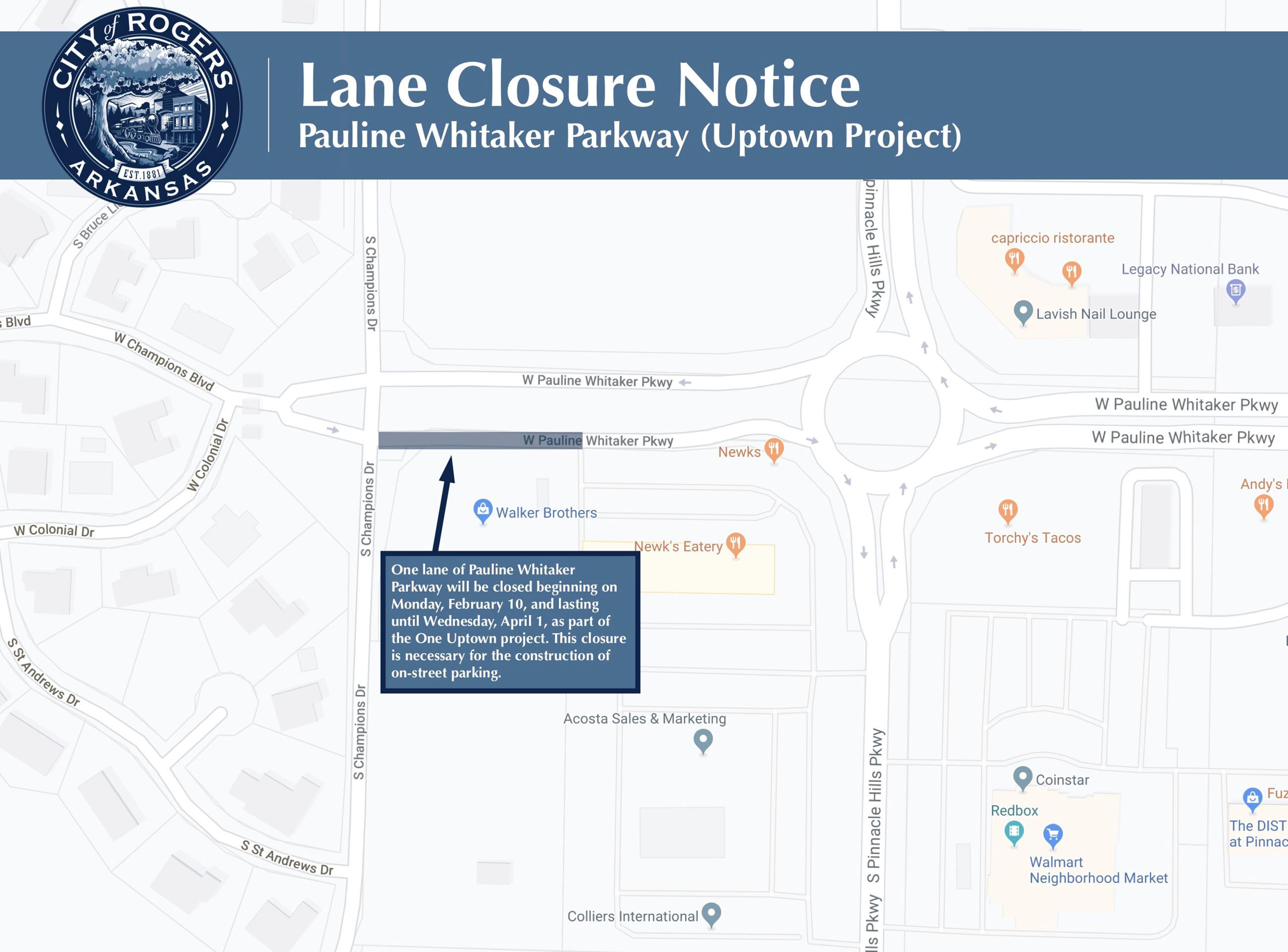 Pauline Whitaker street closure on map