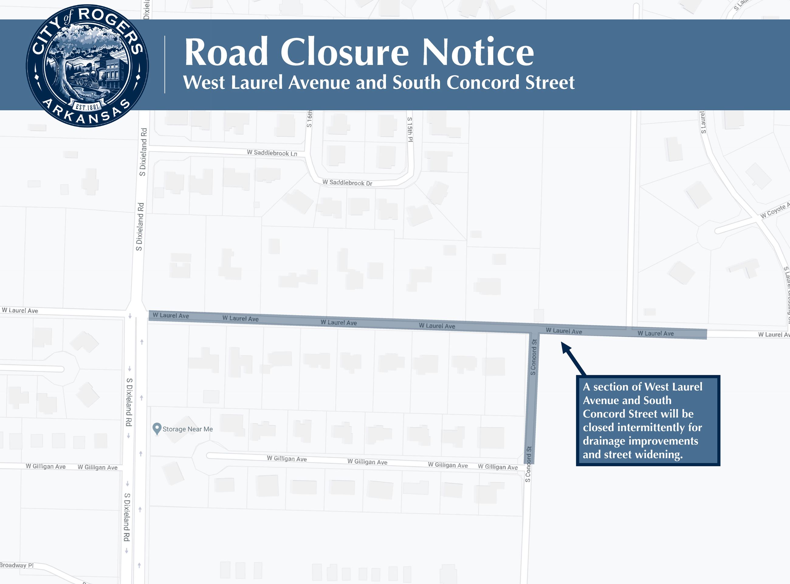 Map of Laurel and Concord Street closure